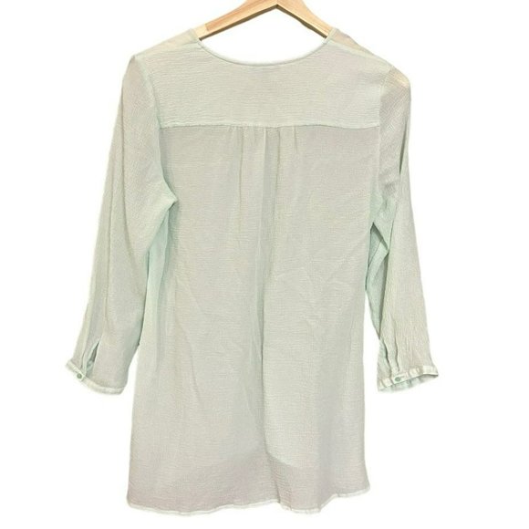 Eileen Fisher Light Green Crepe 3/4 Sleeve Tunic Blouse‎ Womens L - Picture 3 of 5